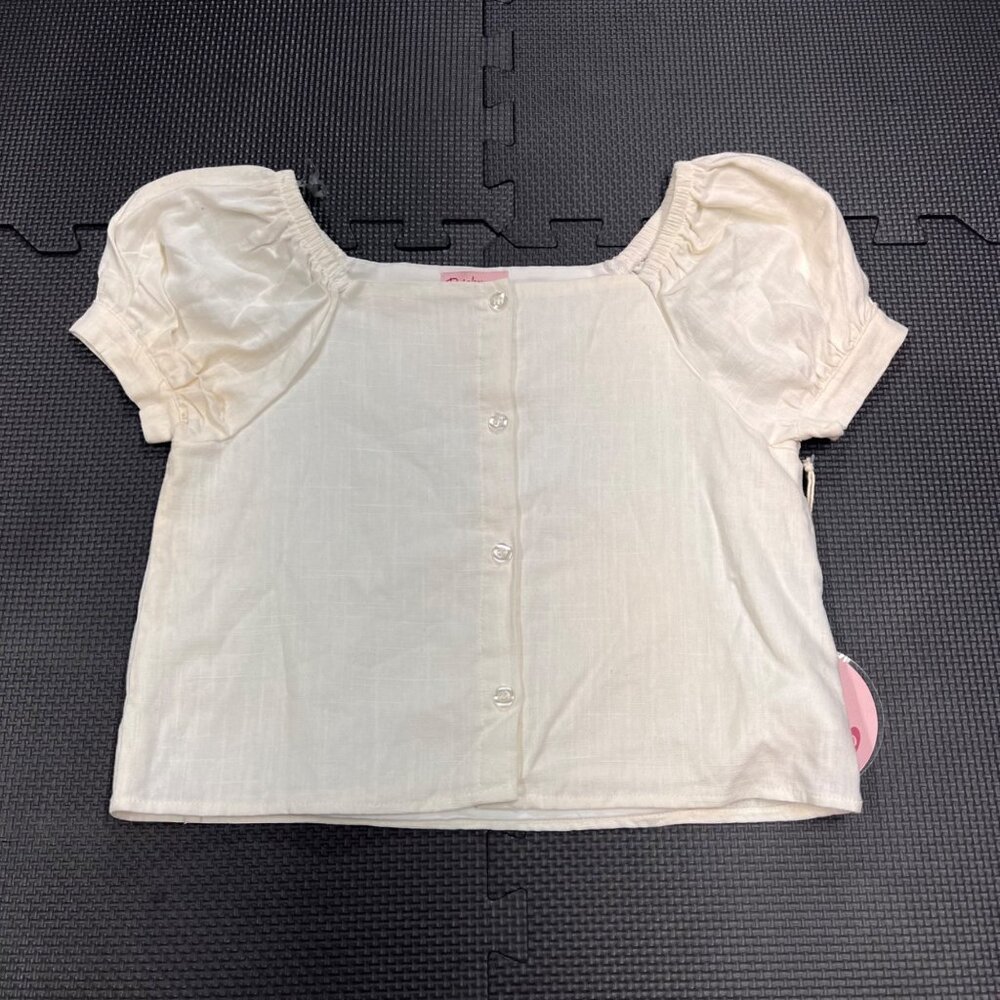 Paisley Lane White Puff Sleeve Button-Down Top Size 10 Lightweight Cotton Blend